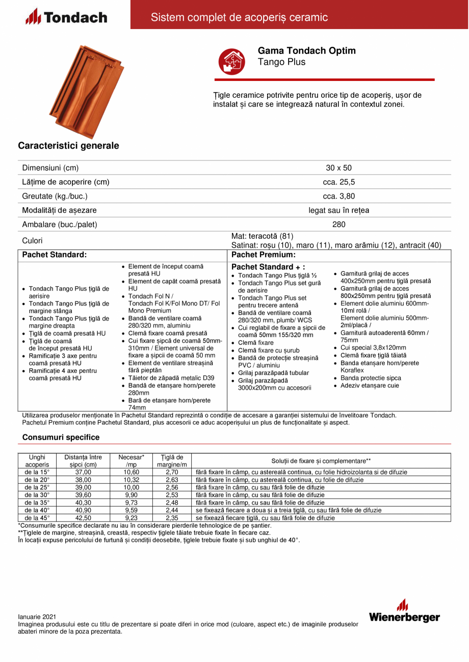 Pagina 1-Tigla ceramica TONDACH Tango Plus  Fisa tehnica Romana Sistem complet de acoperiș ceramic
Gama...