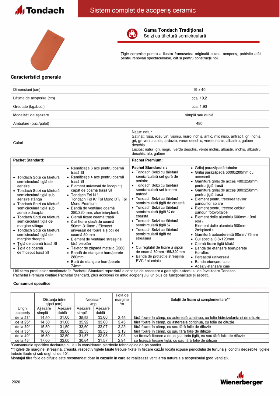 Pagina 1-Tigla ceramica TONDACH Solzi cu taietura semicirculara Fisa tehnica Romana Sistem complet de...