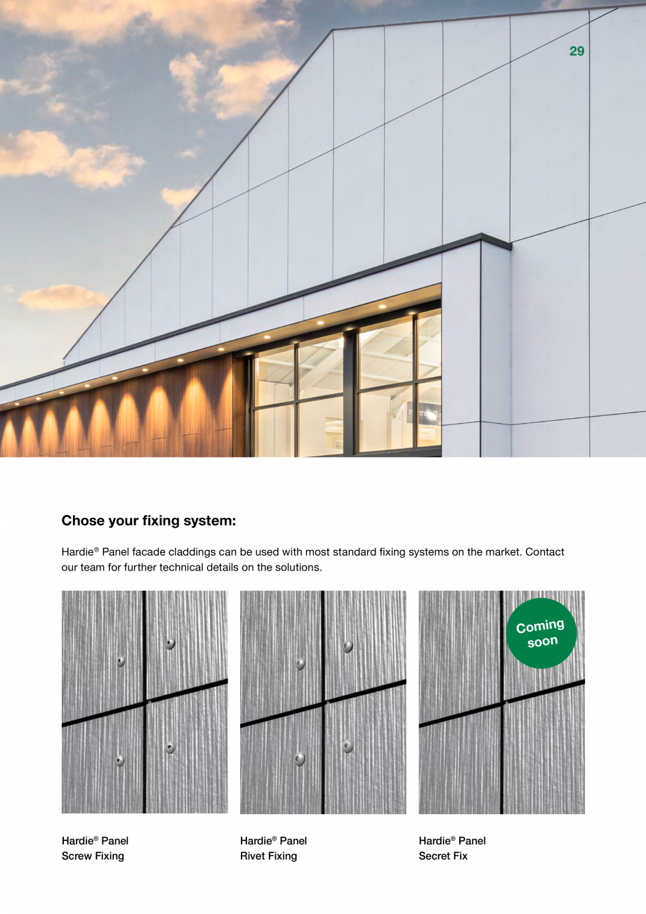 Pagina 29-Placi de fibrociment  James Hardie Panel , Architectural Panel Catalog, brosura Engleza 