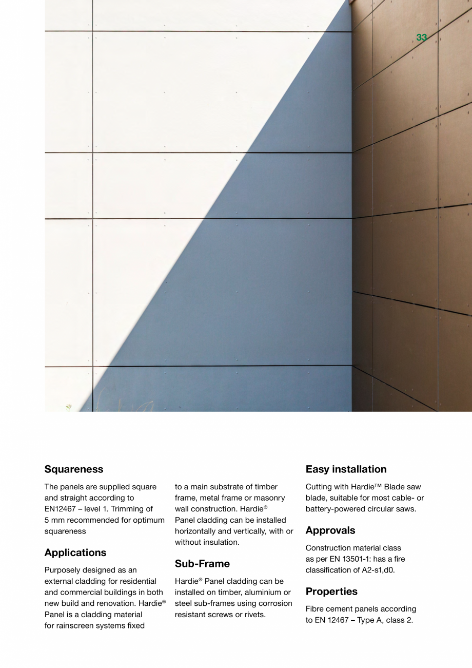 Pagina 33-Placi de fibrociment  James Hardie Panel , Architectural Panel Catalog, brosura Engleza 