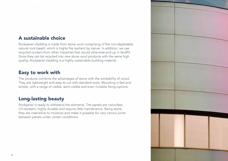 Pagina 6-Placi din vata minerala bazaltica pentru fatade ventilate - Chameleon Rockpanel Catalog, brosura...