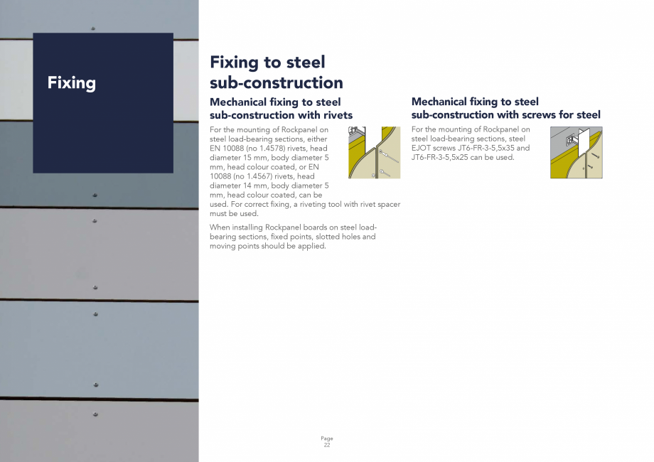 Pagina 22 - Placi din vata minerala bazaltica pentru fatade ventilate Rockpanel Instructiuni montaj,...