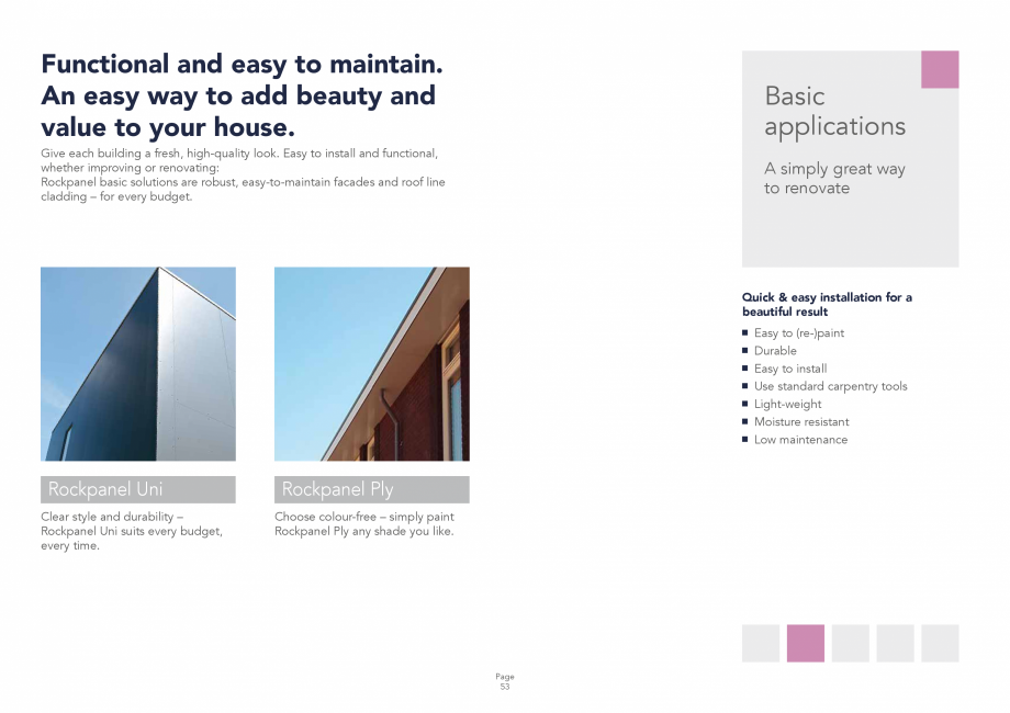 Pagina 53-Placi din vata minerala bazaltica pentru fatade ventilate Rockpanel Catalog, brosura Engleza 
facade...