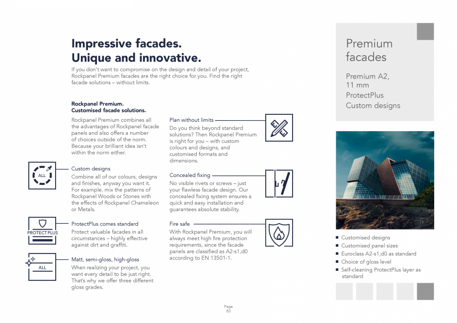 Pagina 83-Placi din vata minerala bazaltica pentru fatade ventilate Rockpanel Catalog, brosura Engleza 