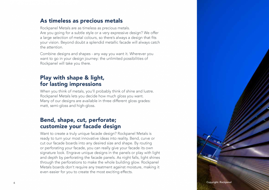 Pagina 6-Placi din vata minerala bazaltica pentru fatade ventilate - METAL Rockpanel Catalog, brosura Engleza...
