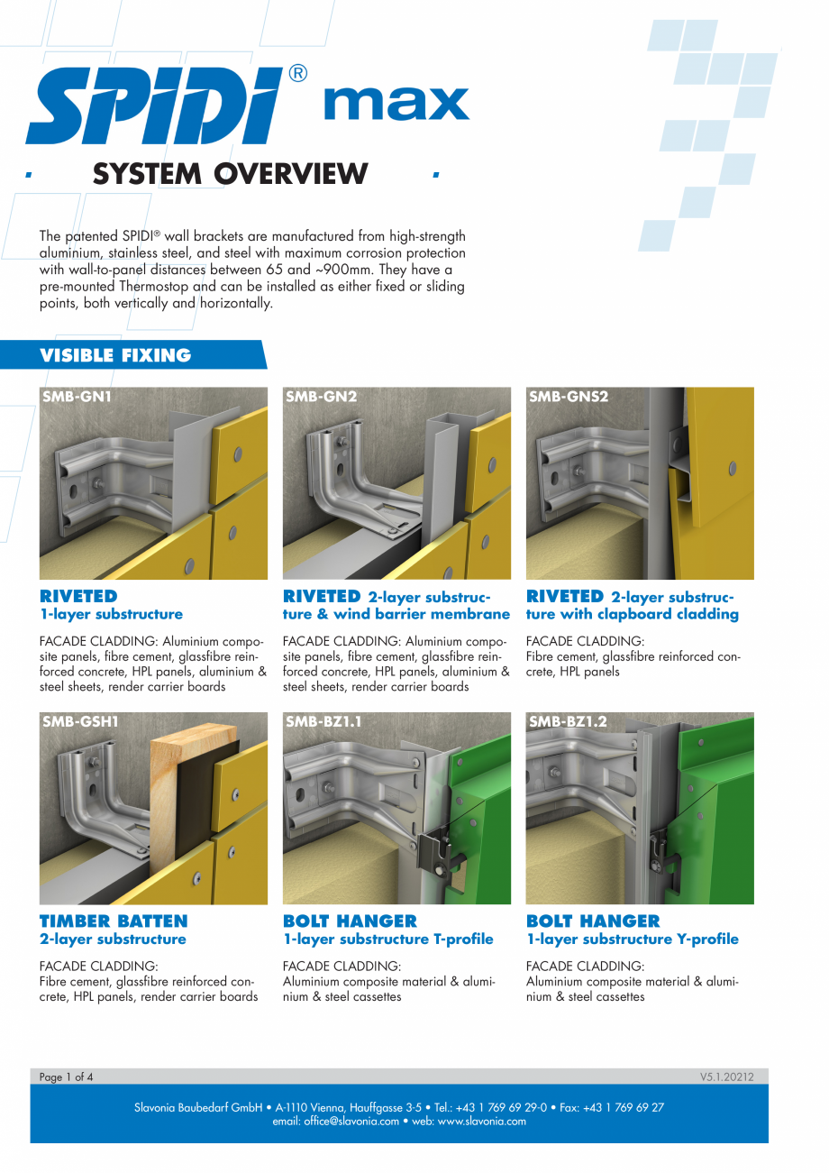 Pagina 2-Sisteme de fixare din aluminiu pentru placaje uscate exterioare SPIDI max Catalog, brosura Engleza R...