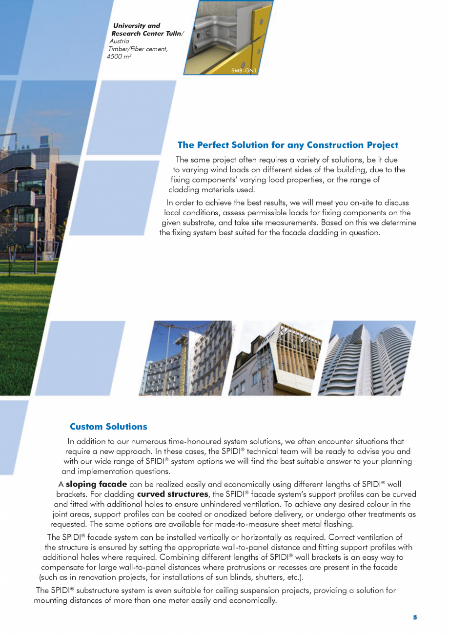 Pagina 5-Sisteme de fixare din aluminiu pentru placaje uscate exterioare SPIDI max Catalog, brosura Engleza...