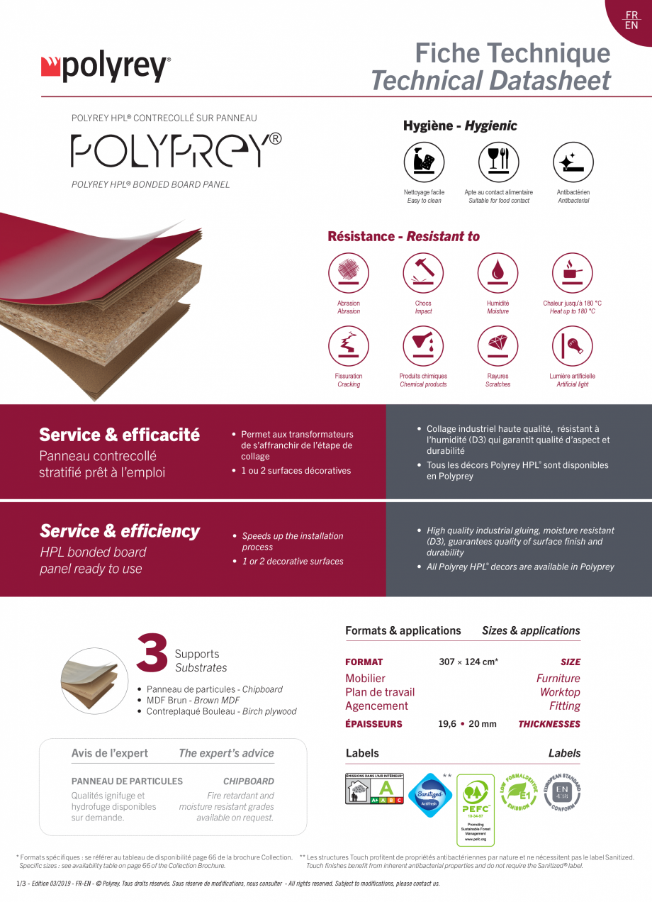 Pagina 1-Panou decorativ POLYREY POLYPREY Fisa tehnica Engleza, Franceza FR
EN

Fiche Technique
Technical...