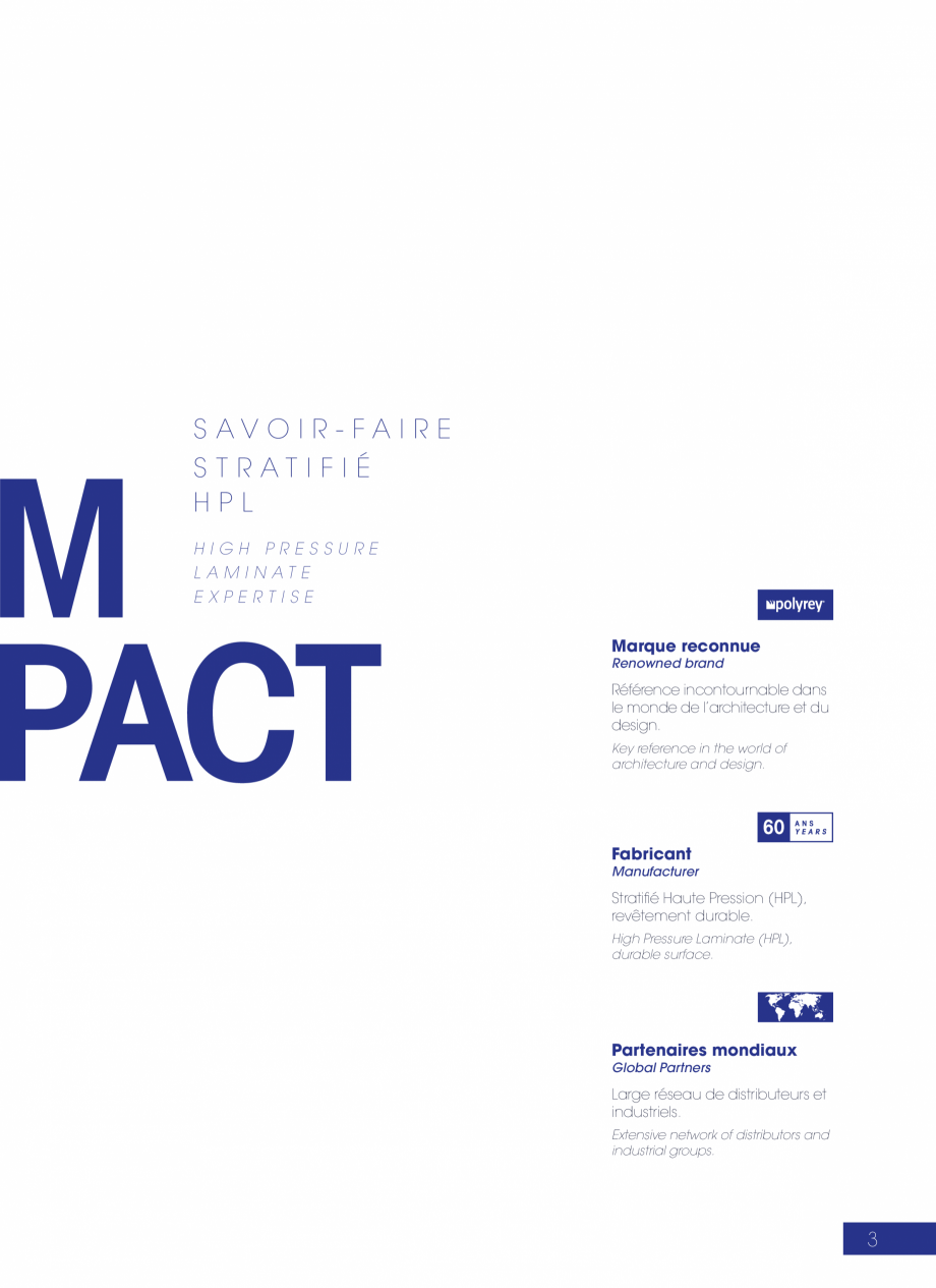 Pagina 3-Placi HPL pentru placari interioare POLYREY COMPACT HPL Catalog, brosura Engleza, Franceza ector,...