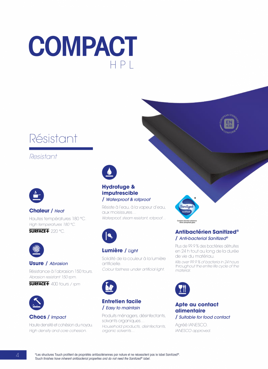 Pagina 4-Placi HPL pentru placari interioare POLYREY COMPACT HPL Catalog, brosura Engleza, Franceza ire...