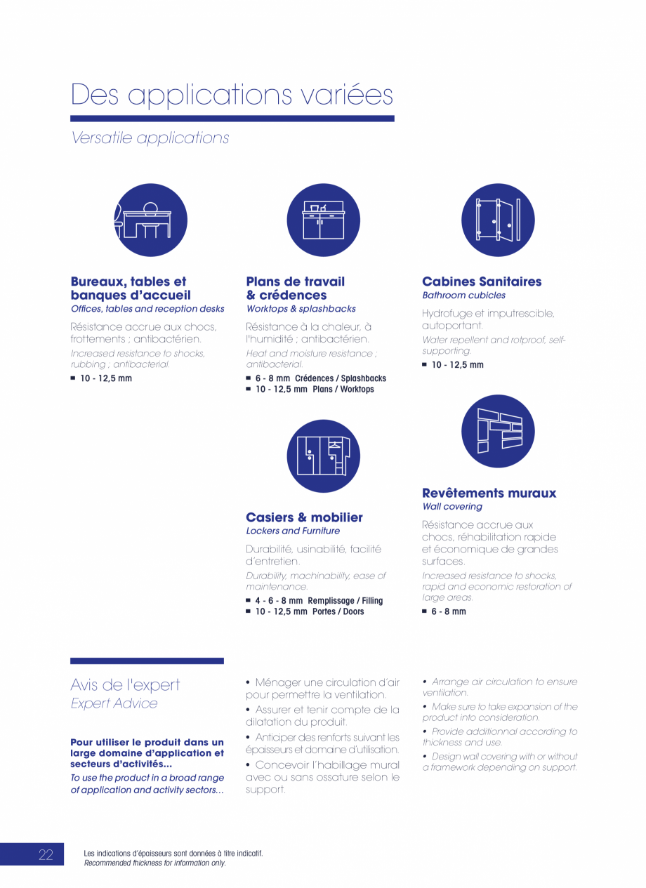 Pagina 22-Placi HPL pentru placari interioare POLYREY COMPACT HPL Catalog, brosura Engleza, Franceza 