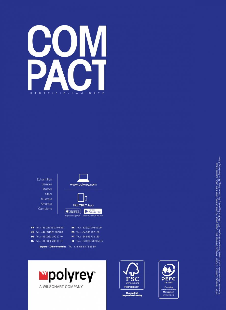 Pagina 28-Placi HPL pentru placari interioare POLYREY COMPACT HPL Catalog, brosura Engleza, Franceza 