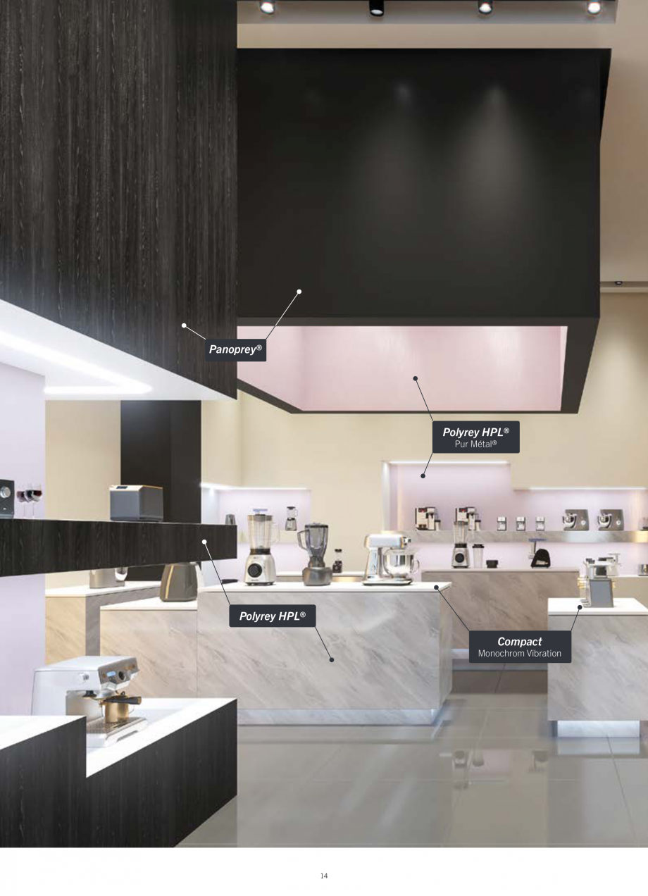 Pagina 16-Placi HPL pentru placari interioare POLYREY FOLIE HPL Catalog, brosura Engleza, Franceza n
is used...