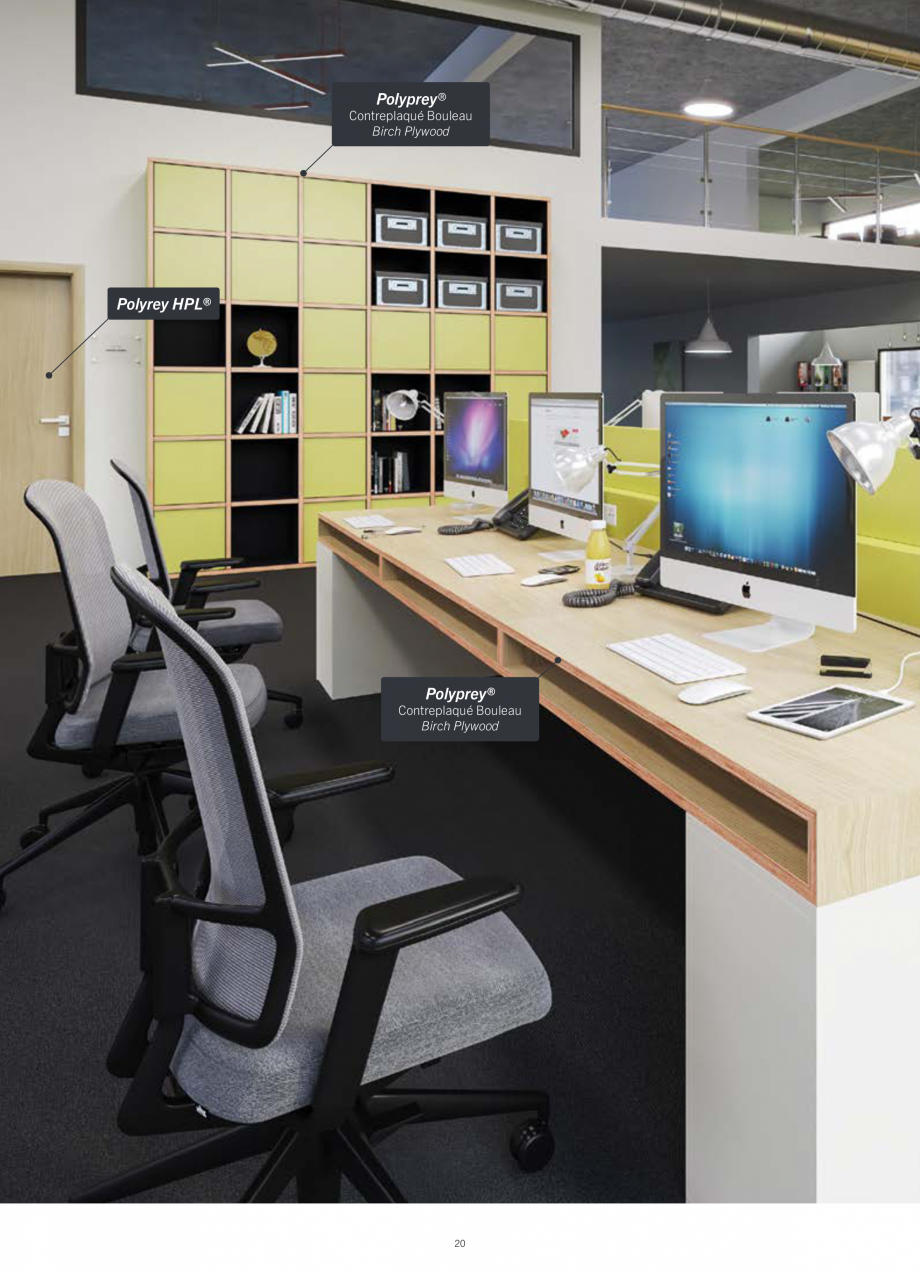 Pagina 22-Placi HPL pentru placari interioare POLYREY FOLIE HPL Catalog, brosura Engleza, Franceza imite...