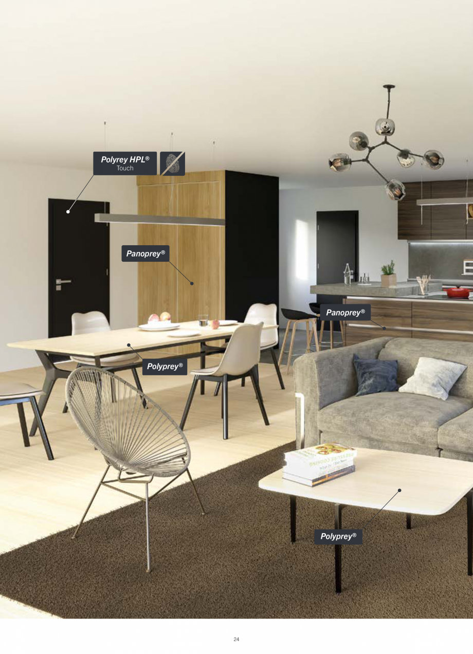 Pagina 26-Placi HPL pentru placari interioare POLYREY FOLIE HPL Catalog, brosura Engleza, Franceza 9
...