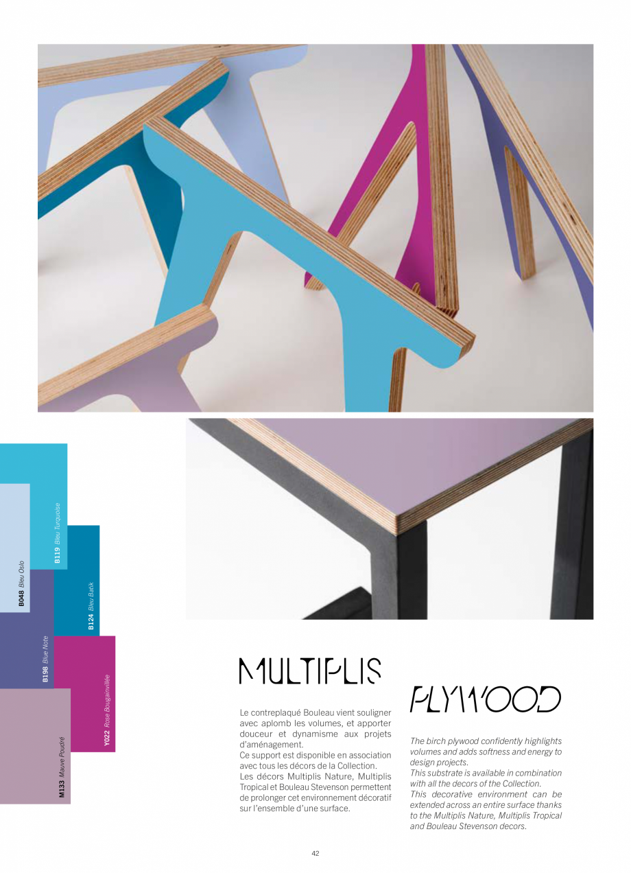 Pagina 44-Placi HPL pentru placari interioare POLYREY FOLIE HPL Catalog, brosura Engleza, Franceza 
HPL allows...