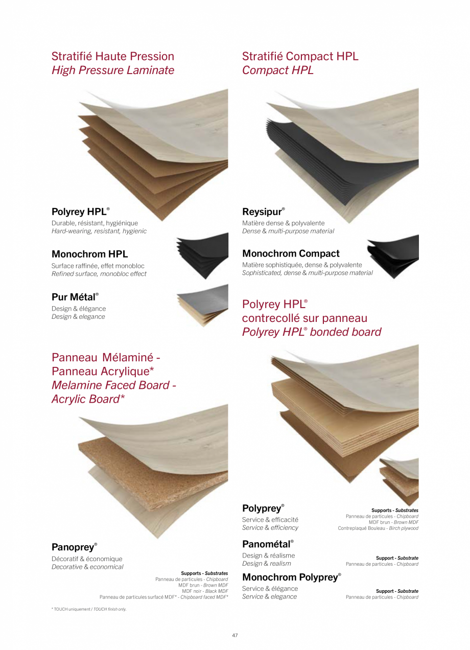 Pagina 49-Placi HPL pentru placari interioare POLYREY FOLIE HPL Catalog, brosura Engleza, Franceza e...