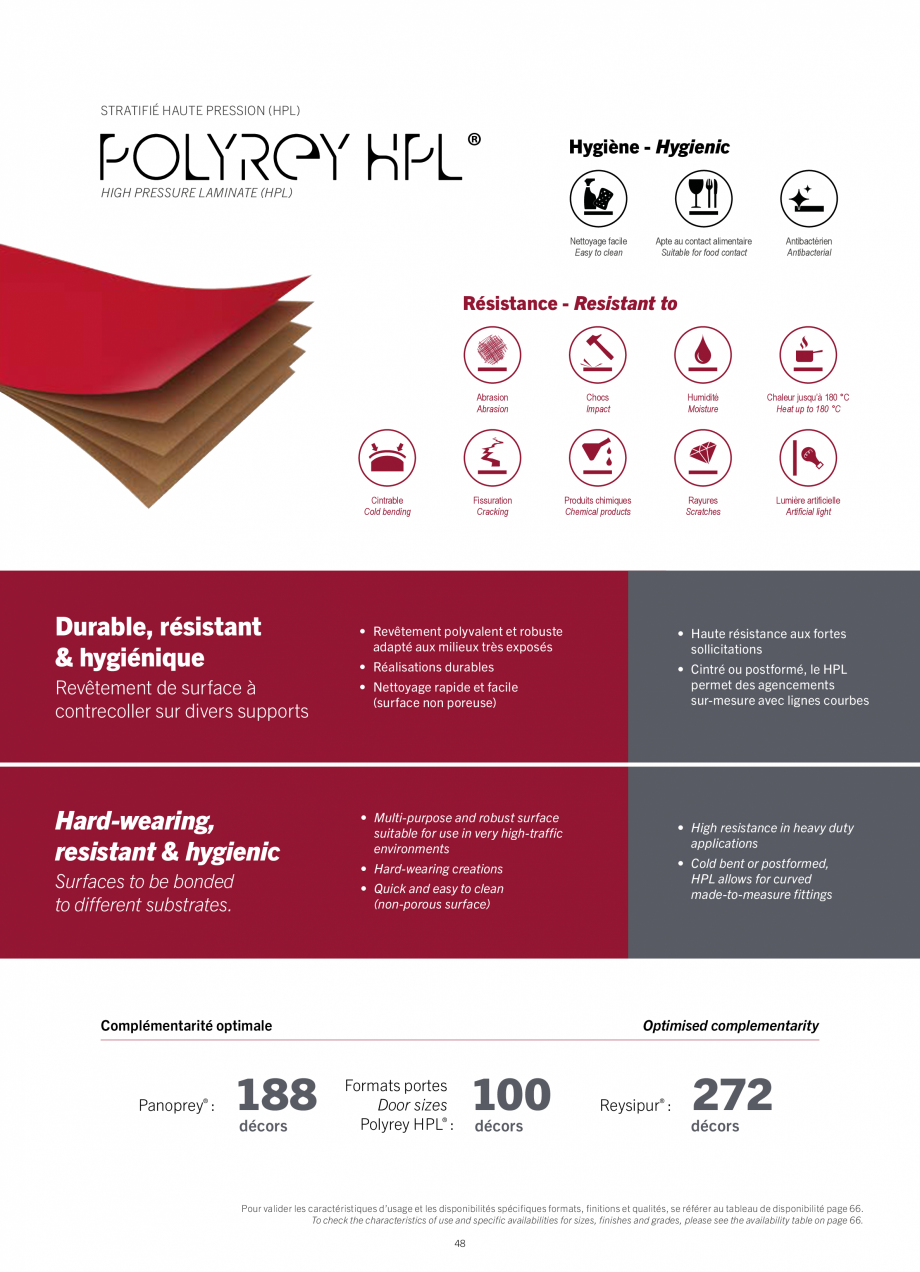 Pagina 50-Placi HPL pentru placari interioare POLYREY FOLIE HPL Catalog, brosura Engleza, Franceza ats &...