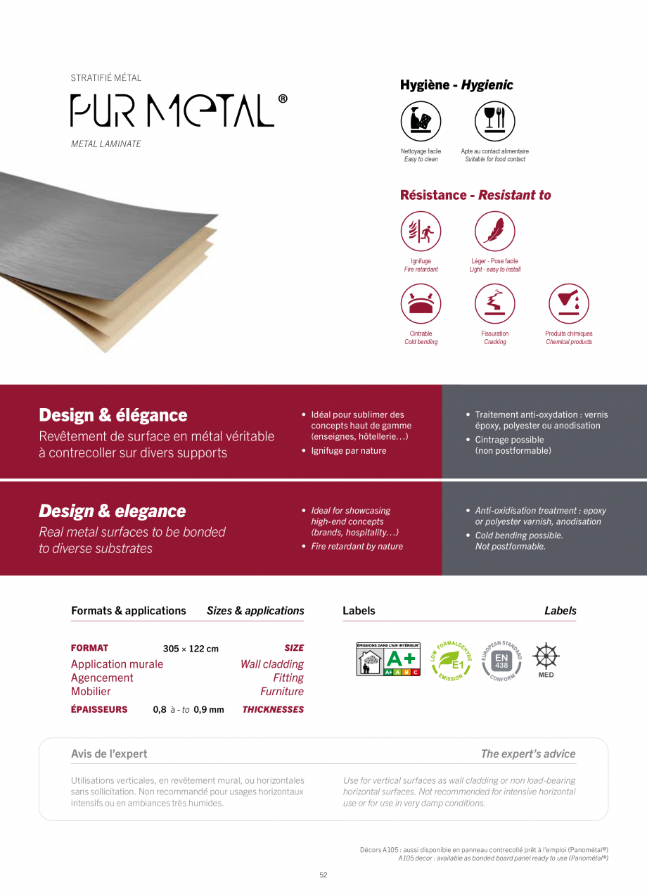 Pagina 54-Placi HPL pentru placari interioare POLYREY FOLIE HPL Catalog, brosura Engleza, Franceza s
Chemical ...