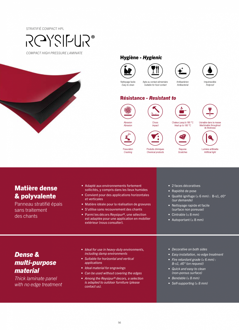 Pagina 58-Placi HPL pentru placari interioare POLYREY FOLIE HPL Catalog, brosura Engleza, Franceza ges
•...