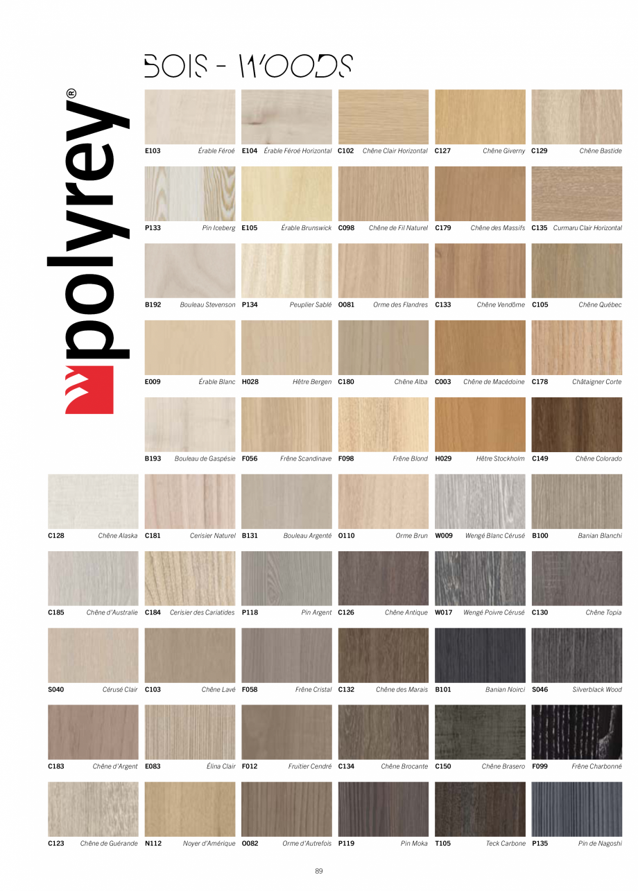 Pagina 91 - Placi HPL pentru placari interioare POLYREY FOLIE HPL Catalog, brosura Engleza, Franceza...