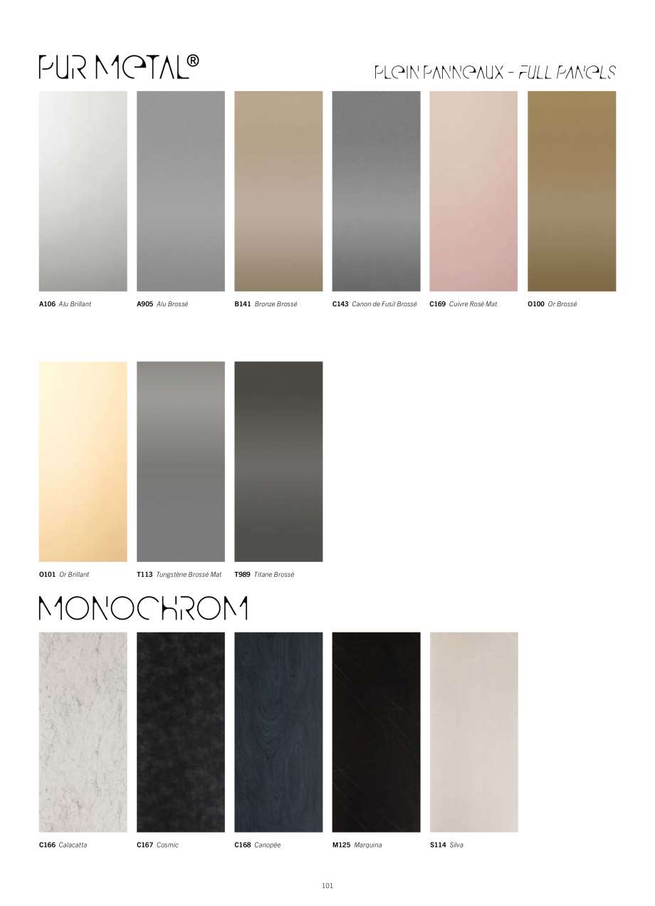 Pagina 107-Placi HPL pentru placari interioare POLYREY FOLIE HPL Catalog, brosura Engleza, Franceza 
SEV
EXM...