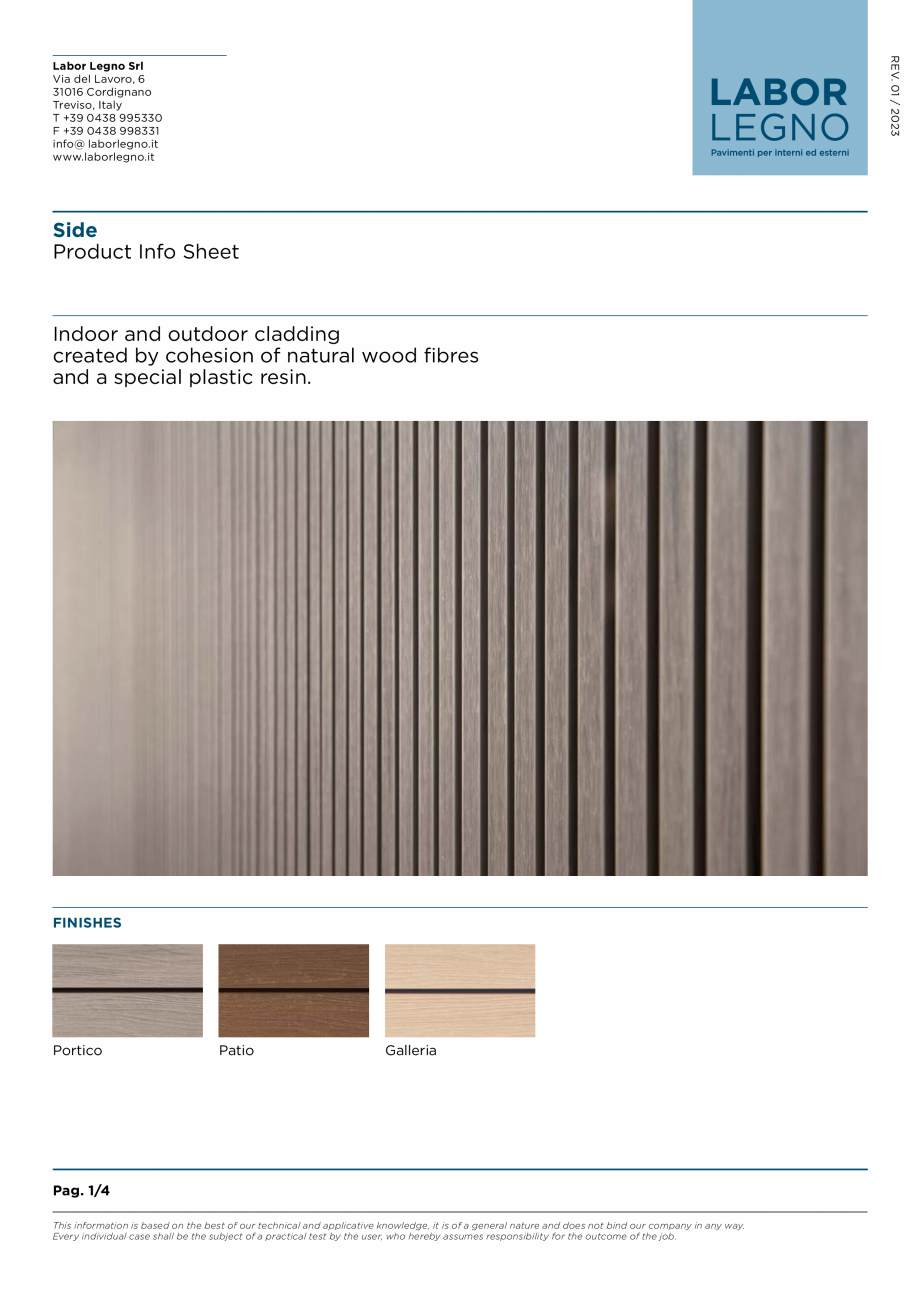 Pagina 1-Riflaj din wpc pentru placarea peretilor si plafoanelor LABOR LEGNO Side Fisa tehnica Engleza REV....