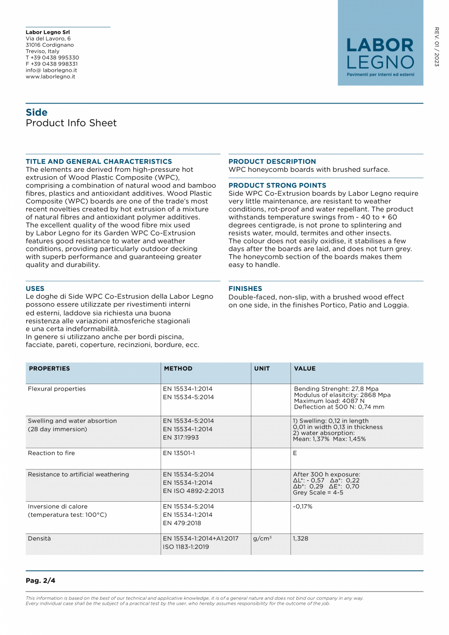 Pagina 2-Riflaj din wpc pentru placarea peretilor si plafoanelor LABOR LEGNO Side Fisa tehnica Engleza...