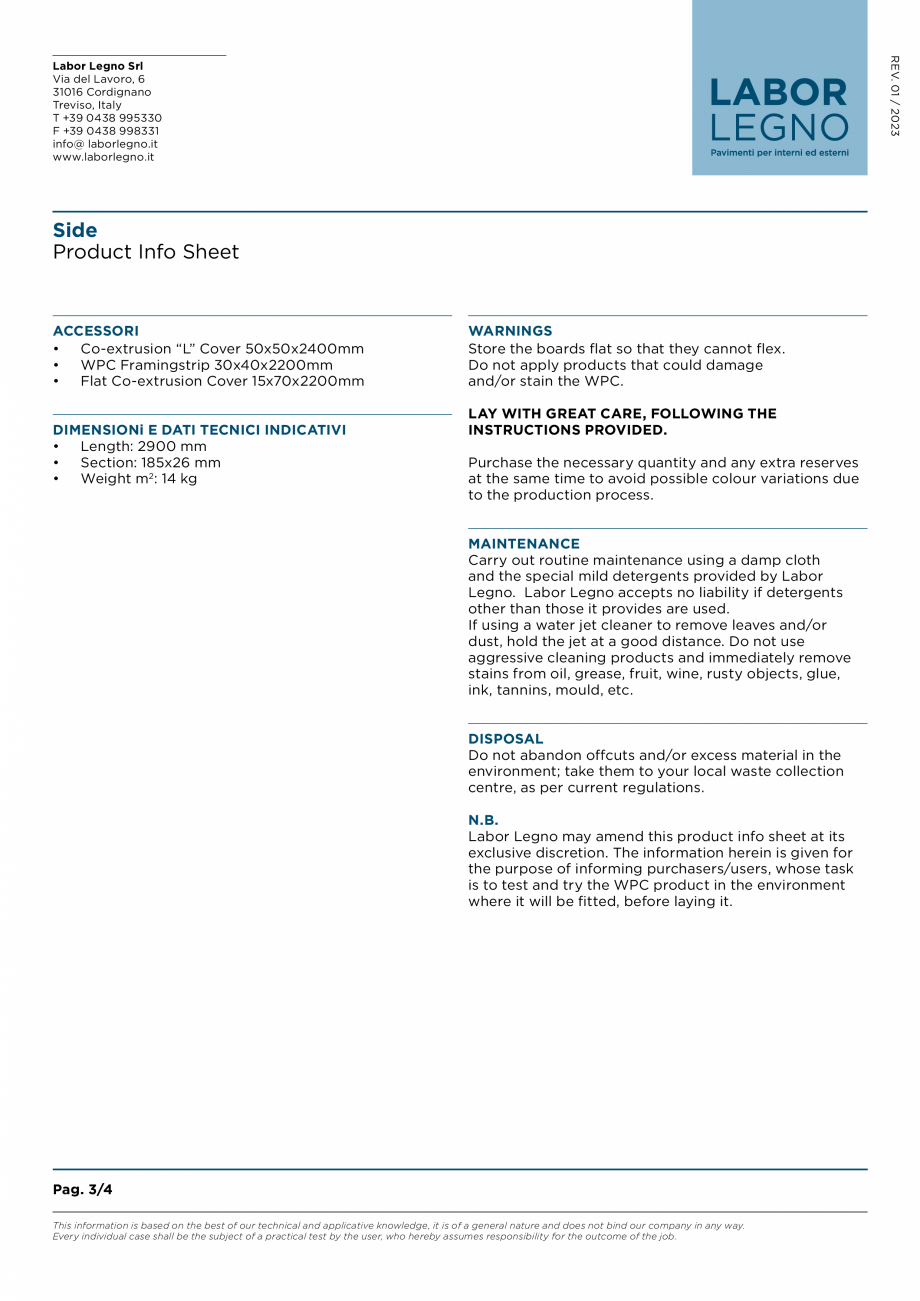 Pagina 3-Riflaj din wpc pentru placarea peretilor si plafoanelor LABOR LEGNO Side Fisa tehnica Engleza TS...