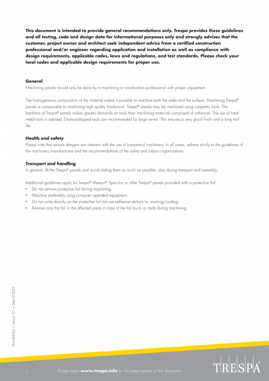 Pagina 2-Placaje HPL pentru fatade si pereti interiori - Prelucrare Trespa®  TRESPA METEON Fisa tehnica...