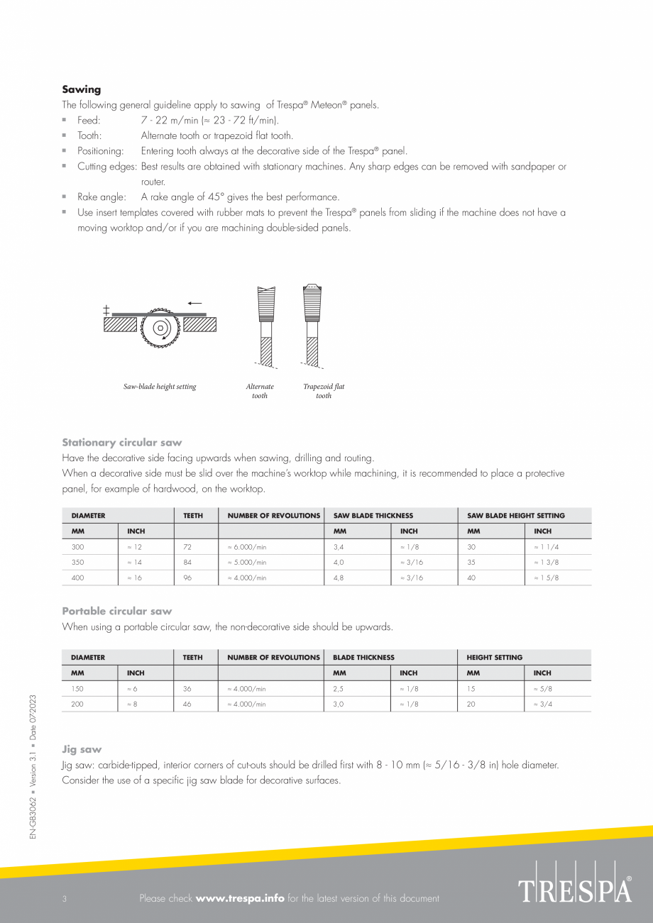 Pagina 3-Placaje HPL pentru fatade si pereti interiori - Prelucrare Trespa®  TRESPA METEON Fisa tehnica...