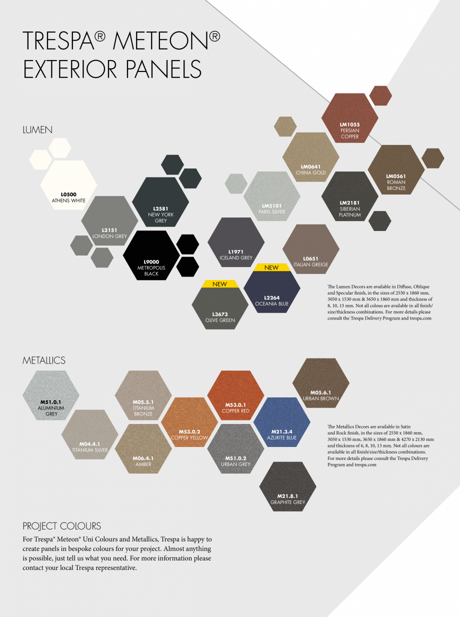 Pagina 2-Paletar culori si program livrari  TRESPA METEON Paletare si texturi Engleza  bespoke colours for...