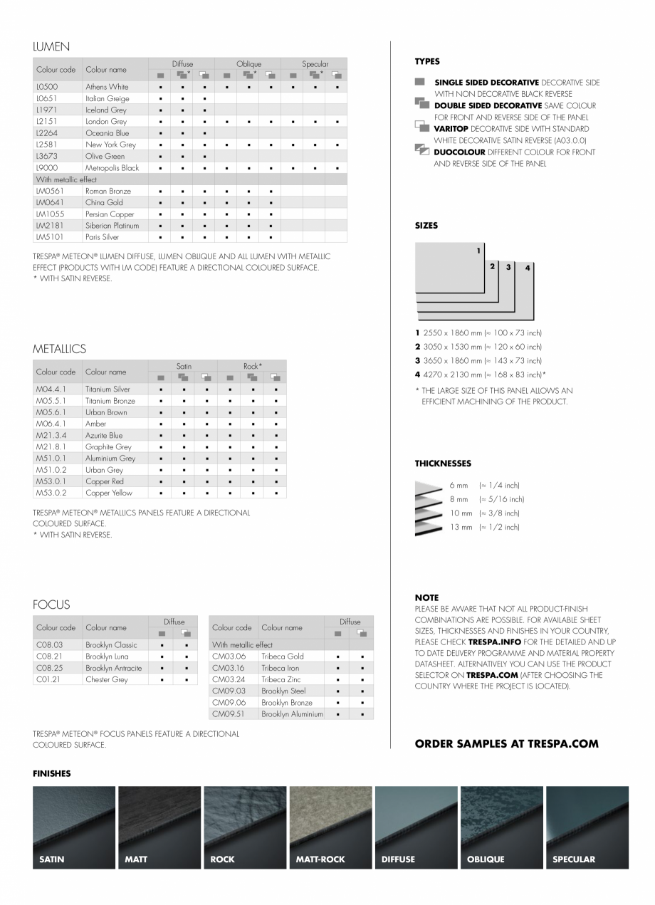 Pagina 5-Paletar culori si program livrari  TRESPA METEON Paletare si texturi Engleza .1
TRANSLUCENT
GREEN
...