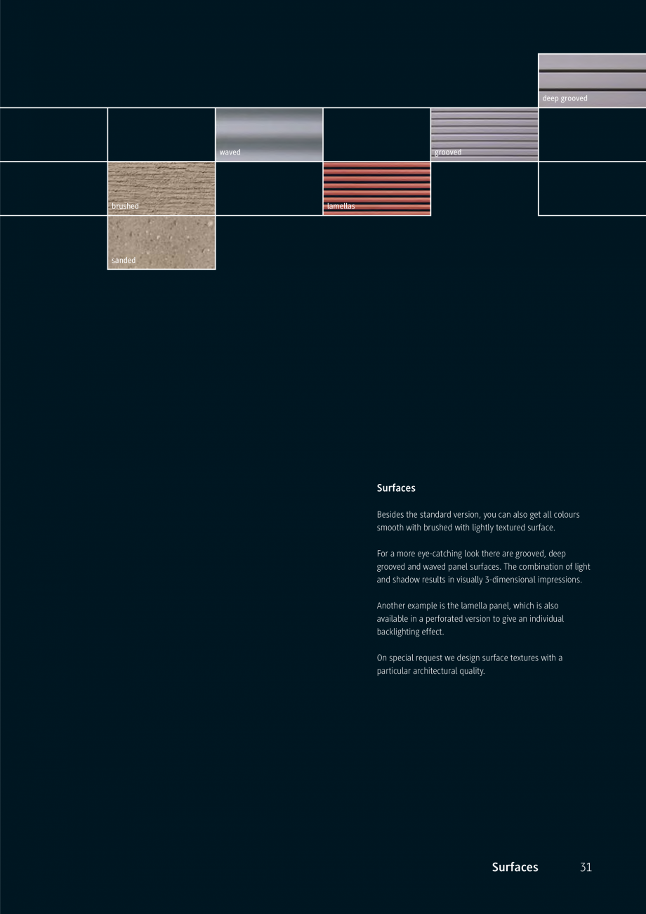 Pagina 31-Placi ceramice pentru fatada MOEDING ALPHATON Catalog, brosura Engleza xide red
Surface: standard,...