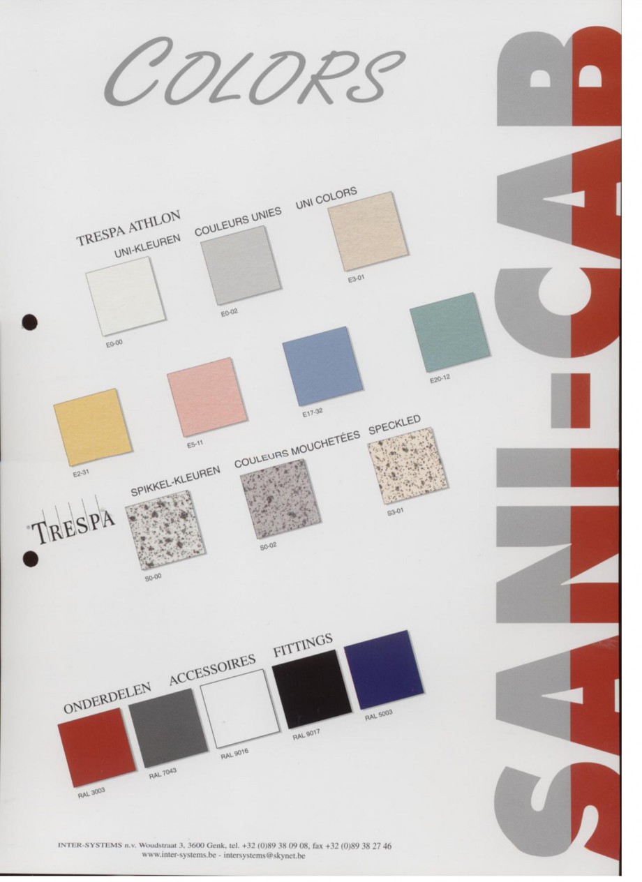 Pagina 1-Paletar pentru cabine sanitare SANI-CAB DELTA Catalog, brosura Engleza 