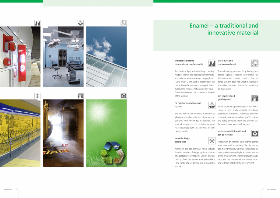 Pagina 4-Panouri din tabla de otel emailat vitrifiat  OMERAS OMERAS Catalog, brosura Engleza  building.
...