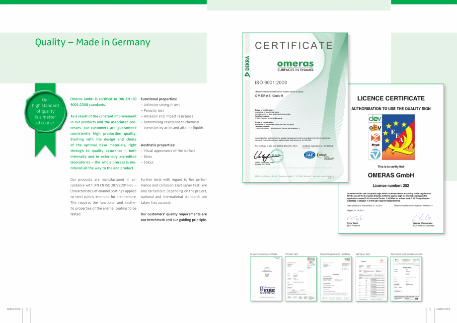 Pagina 5-Panouri din tabla de otel emailat vitrifiat  OMERAS OMERAS Catalog, brosura Engleza du-

or the...