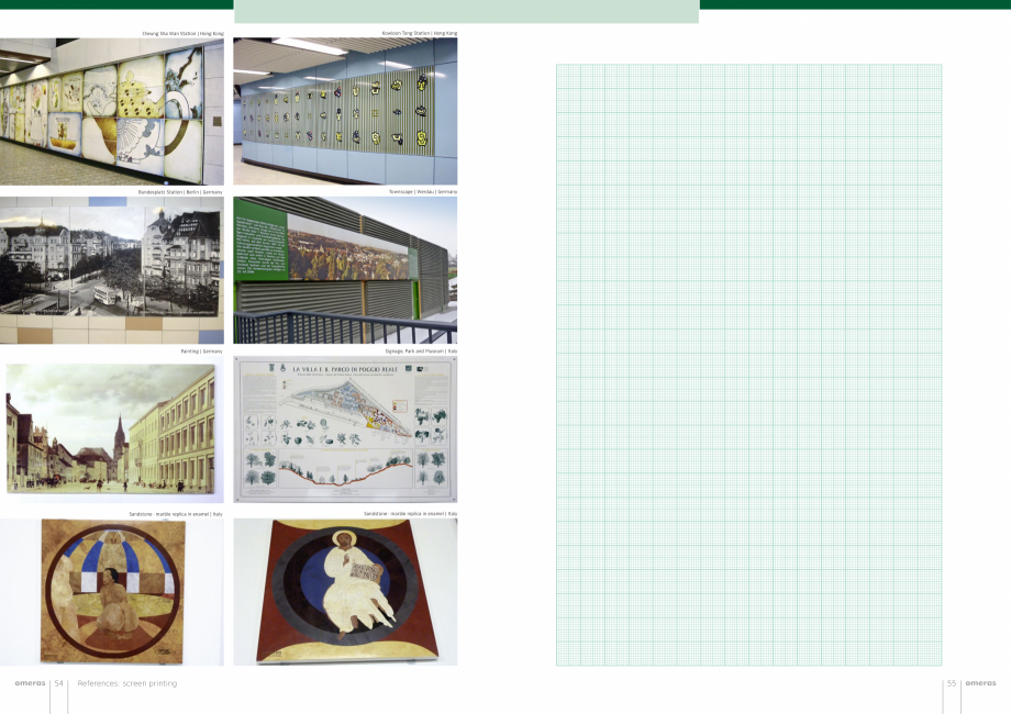 Pagina 28-Panouri din tabla de otel emailat vitrifiat  OMERAS OMERAS Catalog, brosura Engleza our experience...