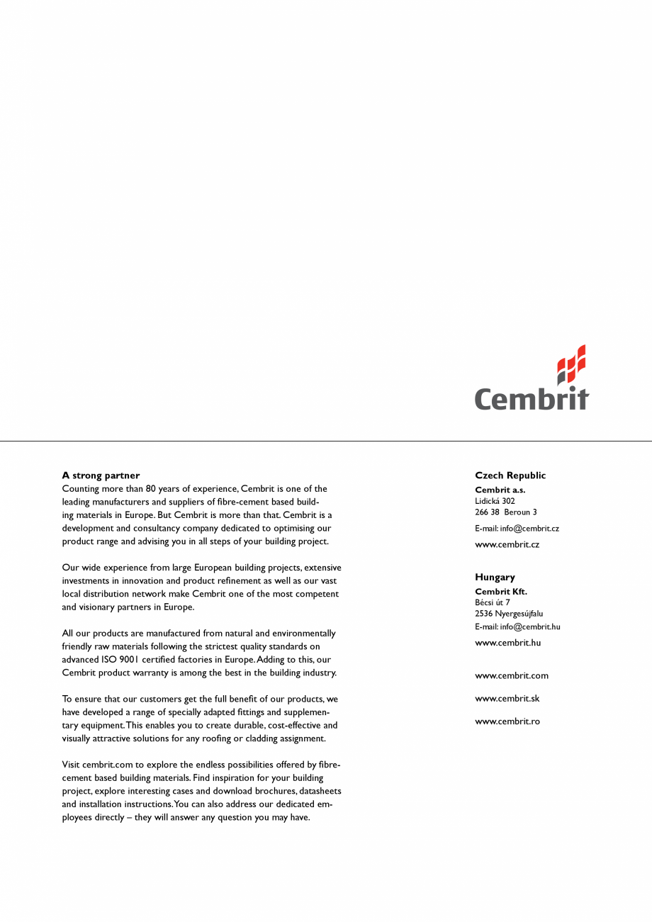 Pagina 39 - Placi fibrociment pentru fatade ventilate CEMBRIT Cembonit Instructiuni montaj,...