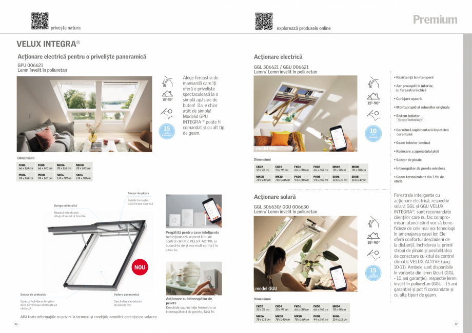 Pagina 1-Fereastra de mansarda cu actionare electrica VELUX VELUX GPU INTEGRA Fisa tehnica Romana privește...