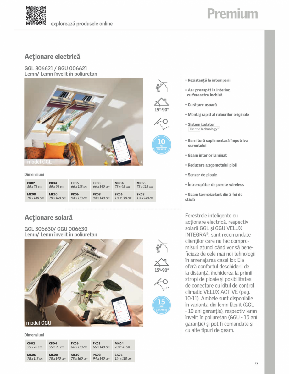 Pagina 1-Fereastra de mansarda cu actionare solara VELUX GGL INTEGRA Fisa tehnica Romana 