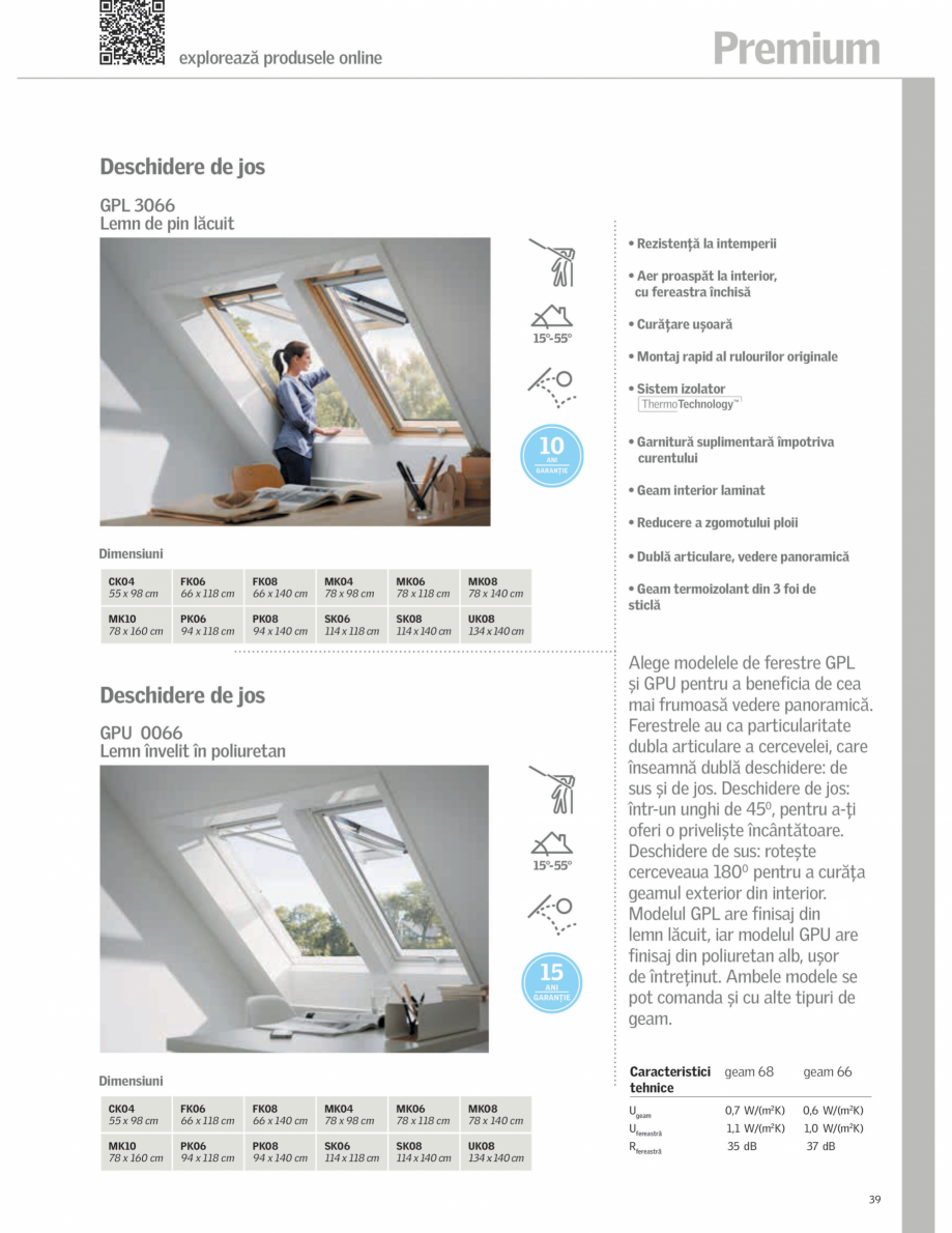 Pagina 1-Fereastra de mansarda cu deschidere de jos VELUX GPL Fisa tehnica Romana 