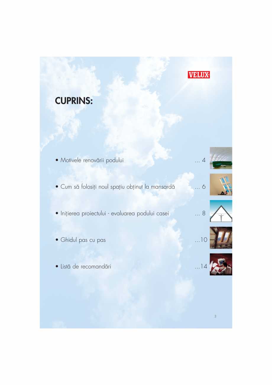 Pagina 3-Ghid de renovare pentru podul casei VELUX Instructiuni montaj, utilizare Romana major Ón...