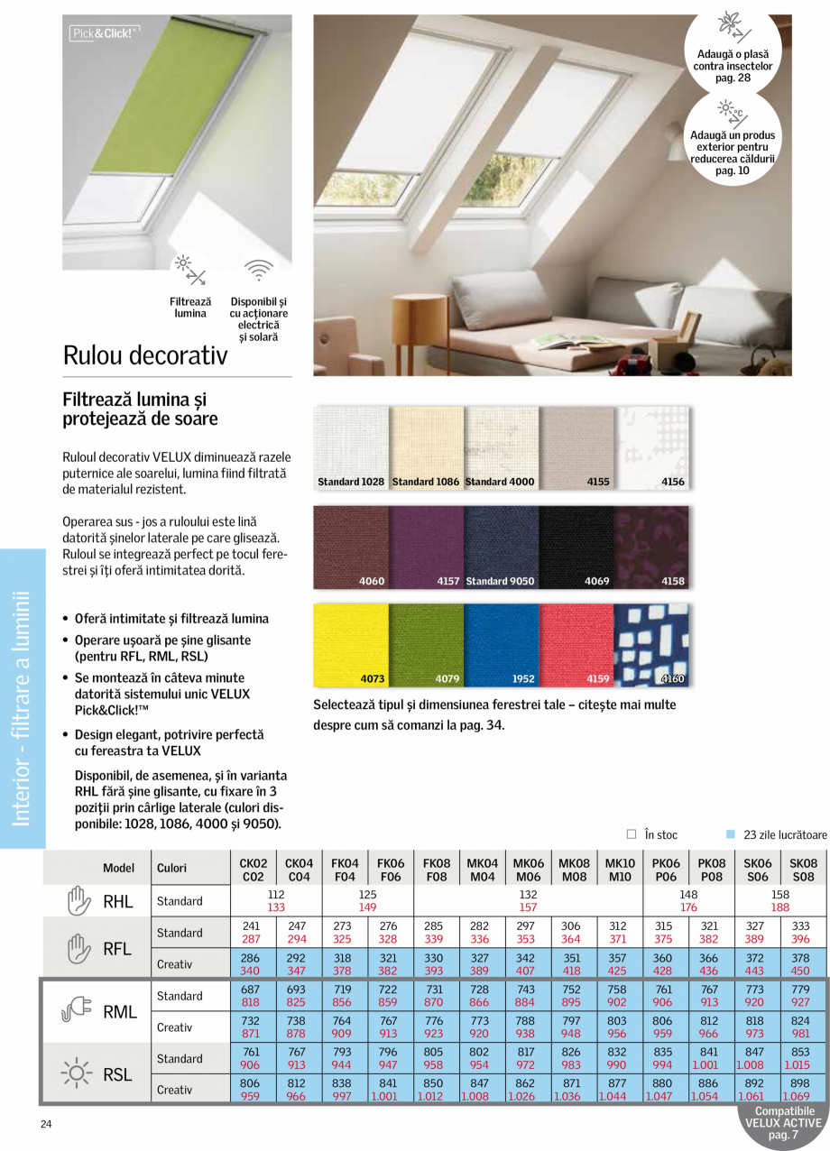 Pagina 1-Rulou decorativ VELUX RFL Fisa tehnica Romana 