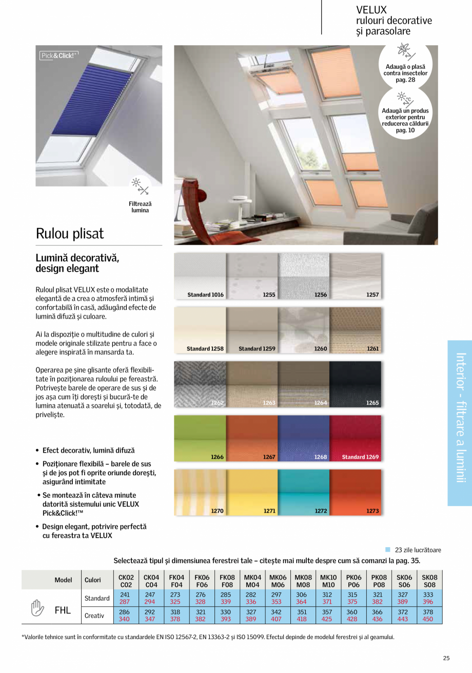 Pagina 1-Rulou plisat VELUX FHL Fisa tehnica Romana 