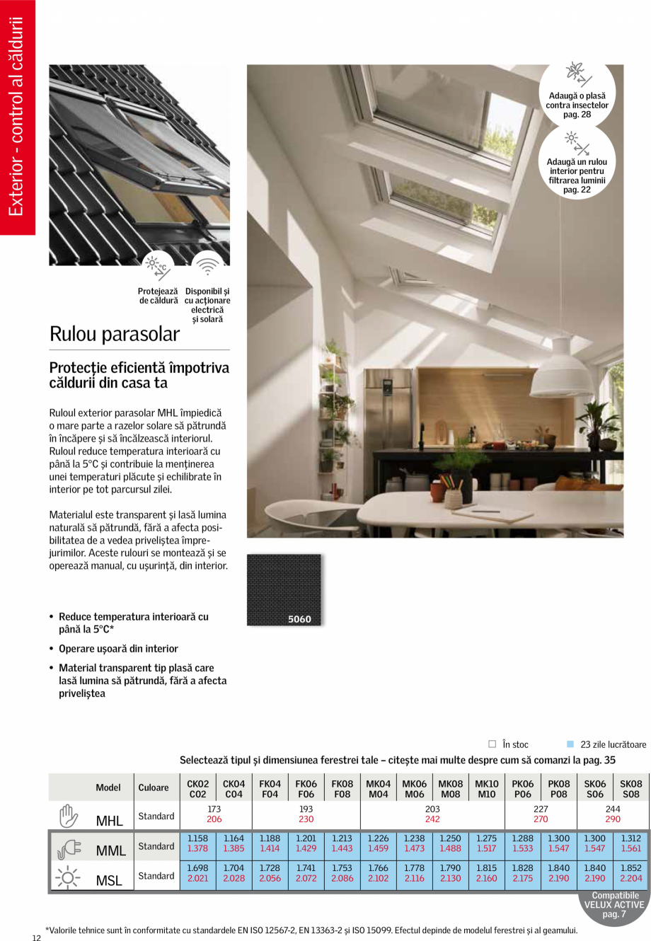 Pagina 1-Rulou exterior parasolar VELUX MHL Fisa tehnica Romana 