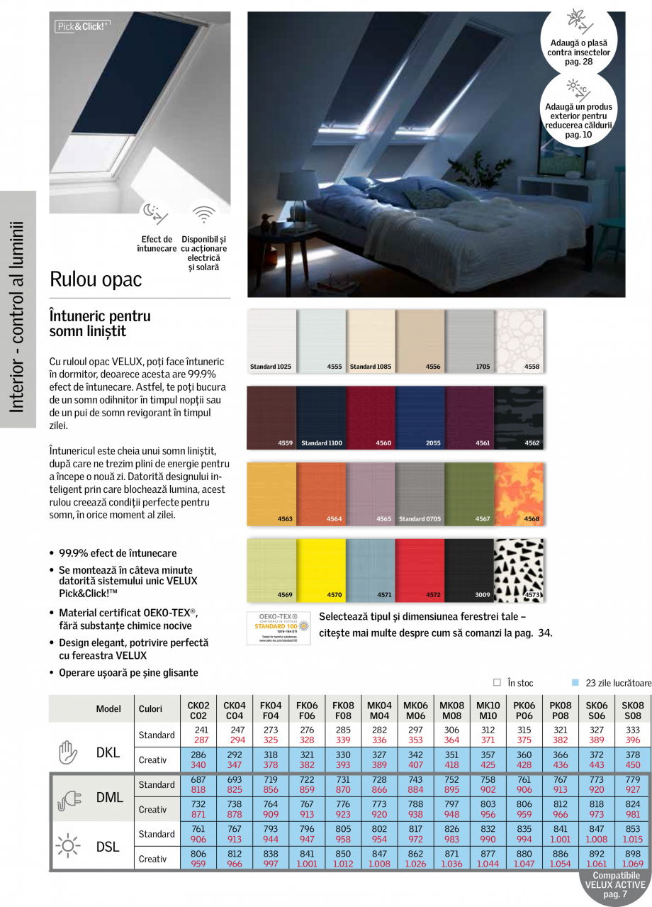 Pagina 1-Rulou opac VELUX DKL Fisa tehnica Romana 
