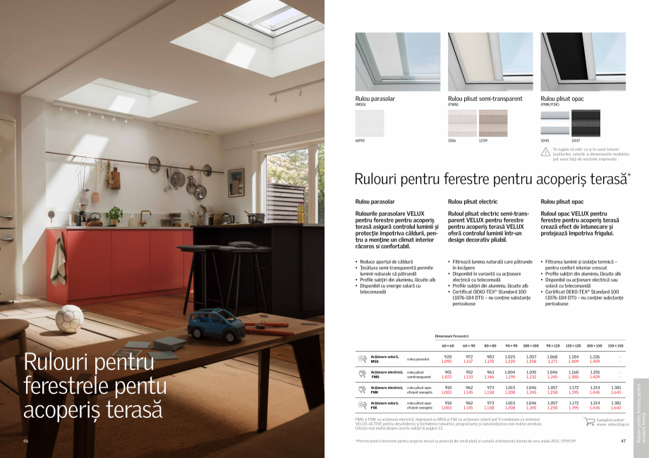 Pagina 24-Rulouri si rolete VELUX 2022 VELUX Catalog, brosura Romana ZOZ 238. Dacă ruloul este montat
pe...