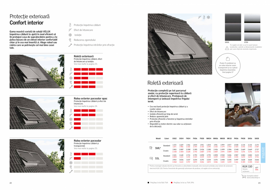 Pagina 12-Rulouri si rolete VELUX 2022 VELUX Catalog, brosura Romana ecranului telefonului tău, în timp ce...
