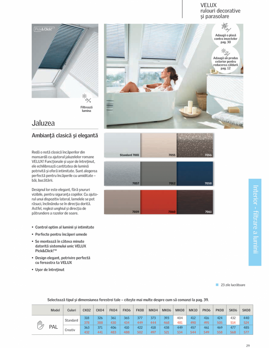 Pagina 1-Jaluzele ideale pentru spatii umede VELUX PAL Fisa tehnica Romana 